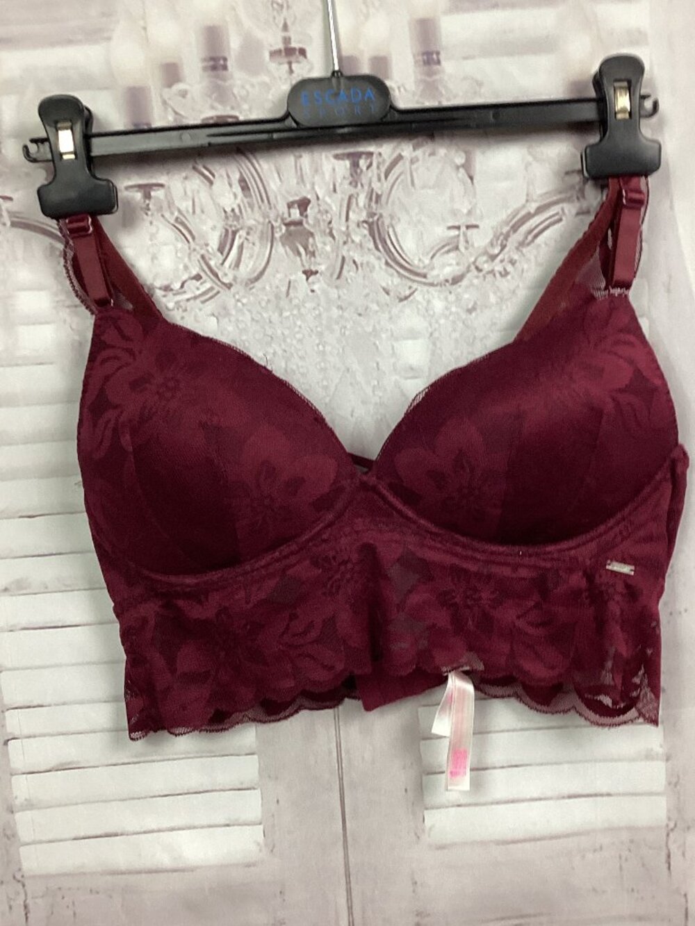 PINK Victoria's Secret Red Bralette Bra Lace L